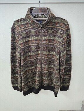 Wallin & Bros Nordstrom Southwestern Aztec Fleece Jacket Full Zip Geometric XL